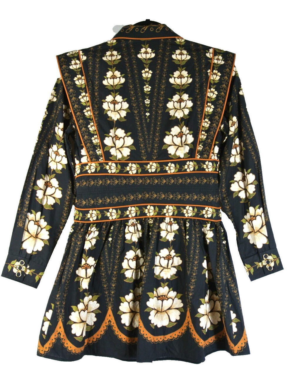 NEW, Farm Rio Black Bold Flowers Long Sleeve Mini Dress Sz M  #MD1377 - Picture 6 of 9